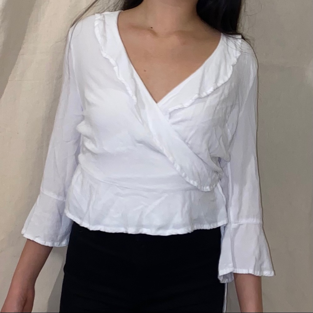 Petite Tie Wrap Blouse